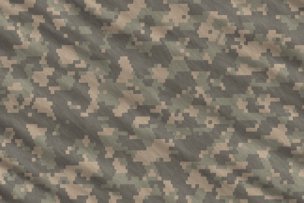 Weathered Green Army Camouflage Background. Military Camo Clothing Texture. Seamless Combat Uniform.