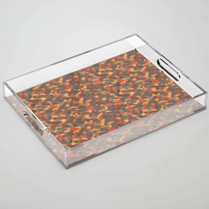 Orange Army Camouflage Acrylic Tray