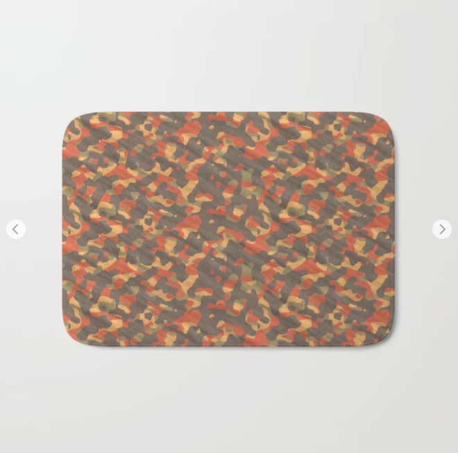 Orange Army Camouflage Bath Mat