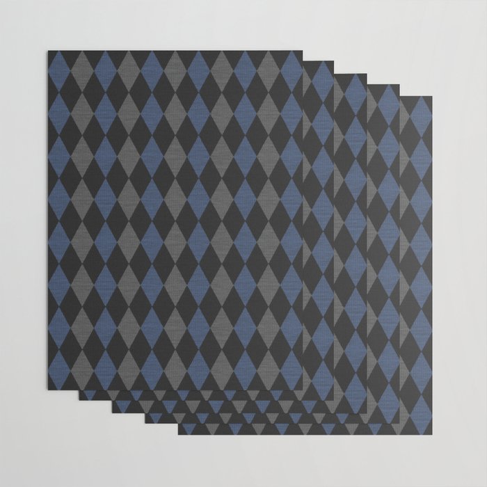 Blue Gray Rhombus Knitted Weaving Wrapping Paper