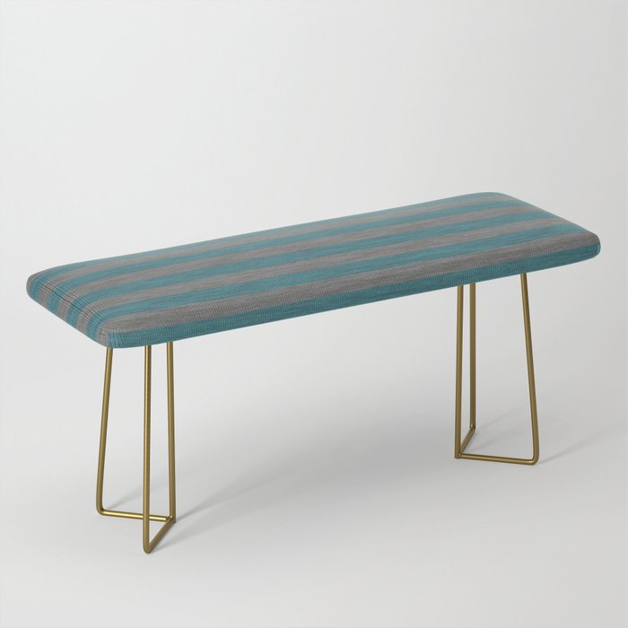 Blue Gray Striped Knitted Weaving Bench