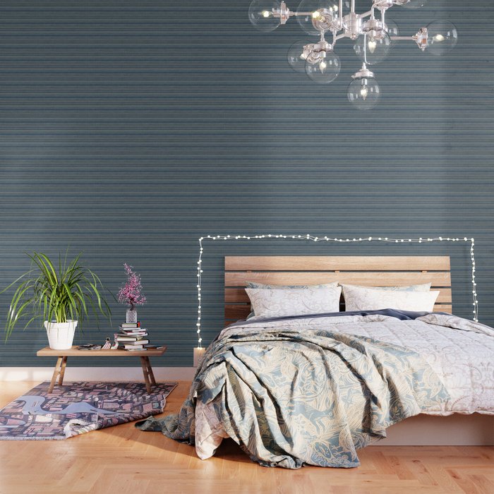 Blue Gray Striped Knitted Weaving Wallpaper