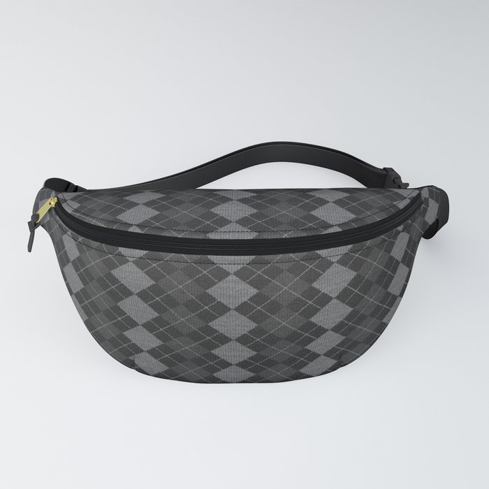 Gray Checkered Knitted Weaving Fanny Pack