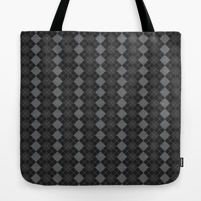 Gray Checkered Knitted Weaving Tote Bag