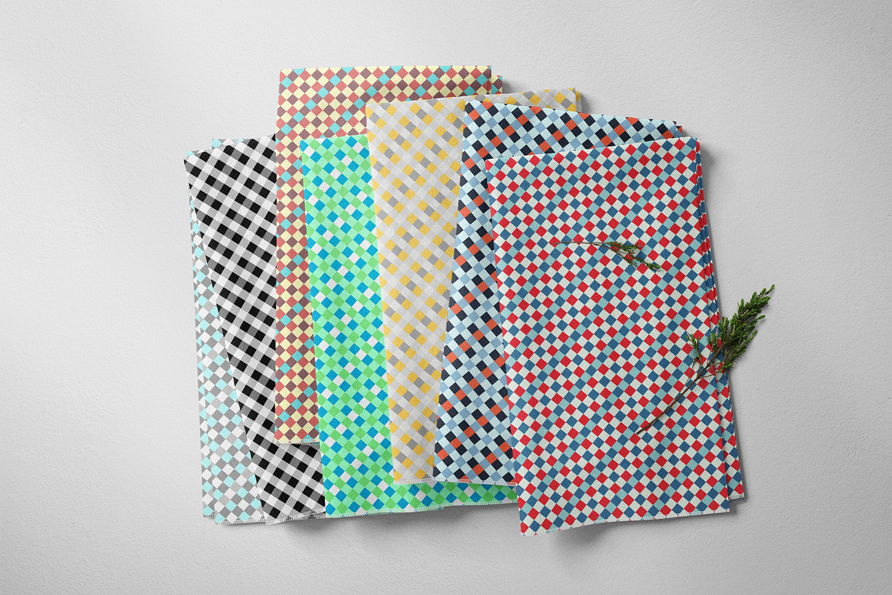 30 French Checkered Patterns Towels Print Preview
