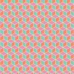 Pink Peach Pistachio Seamless Cube Pattern Background. Isometric