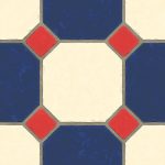 Red Blue Cream Seamless Classic Floor Tile Texture. Simple Kitch