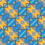 Yellow Blue Seamless Modern Maya Pattern Background. Geometric E