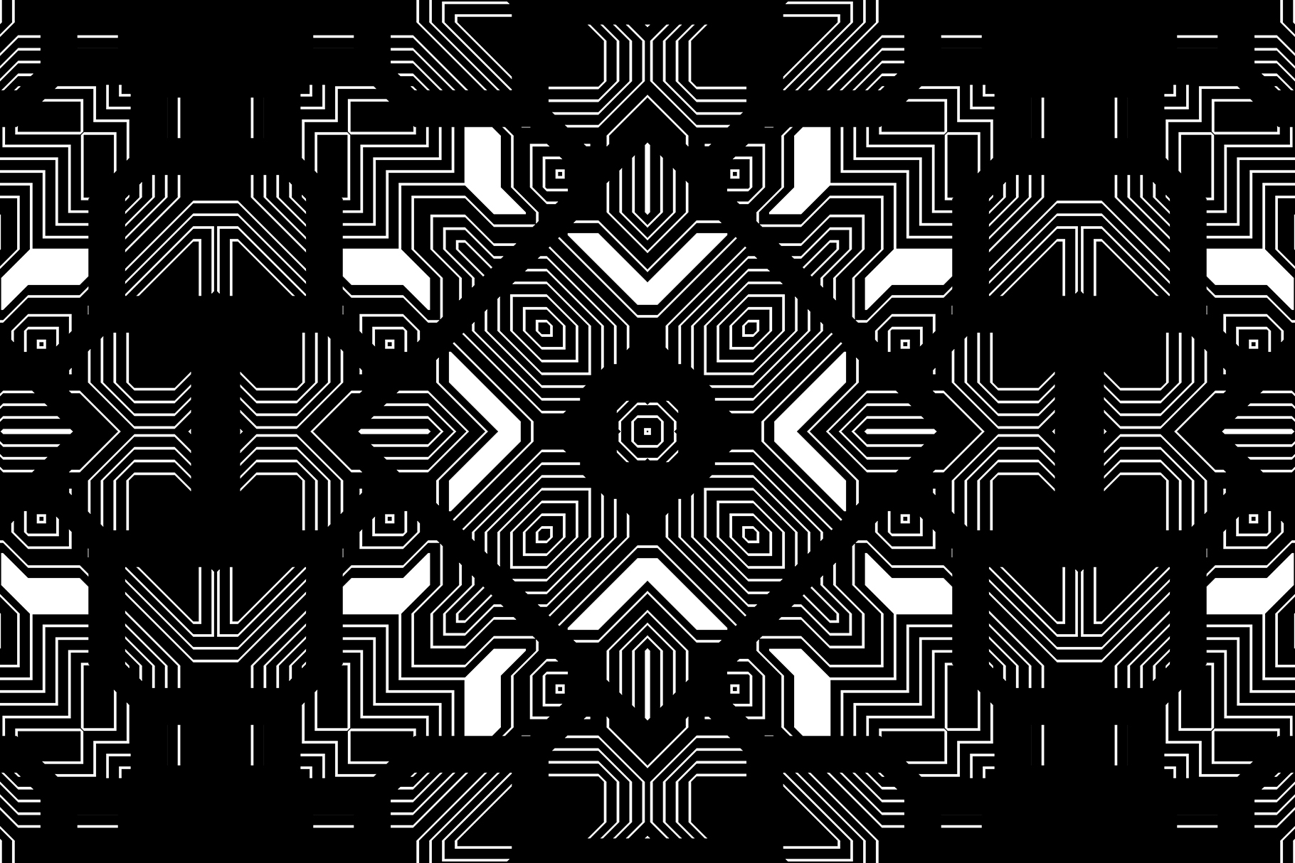 Black & White Seamless Techno Lines Pattern. Monochrome Futurist