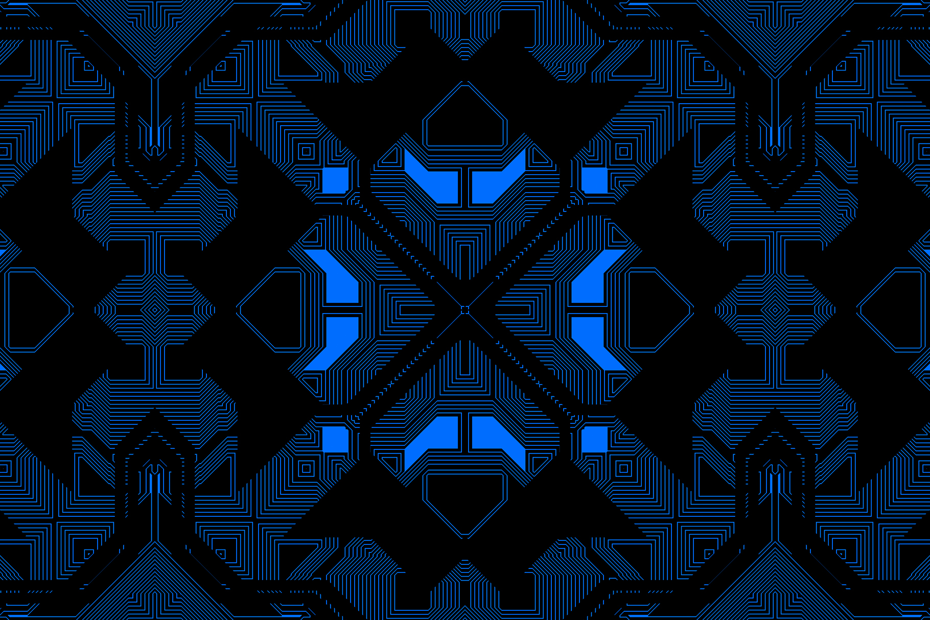 Dark Blue Neon Seamless Techno Lines Pattern. Futuristic Geometr