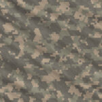 Weathered Green Army Camouflage Background. Military Camo Clothing Texture. Seamless Combat Uniform.