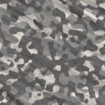 Black and White Army Camouflage Background. Military Camo Clothing Texture. Seamless Combat Uniform.