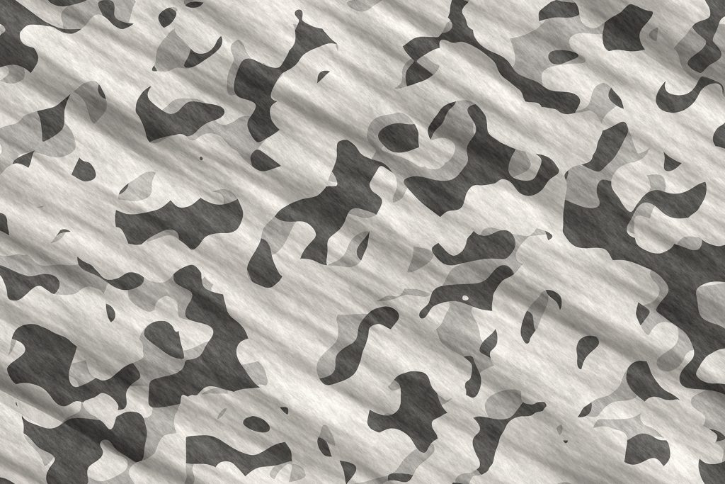 Gray Army Camouflage Background. Military Camo Clothing Texture. Seamless Combat Uniform.