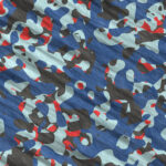 Blue Red Army Camouflage Background. Navy Military Camo Clothing Texture. Seamless Combat Uniform.