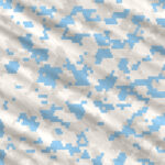 Sky Blue Camouflage Background. Military Camo Clothing Texture. Seamless Combat Uniform.
