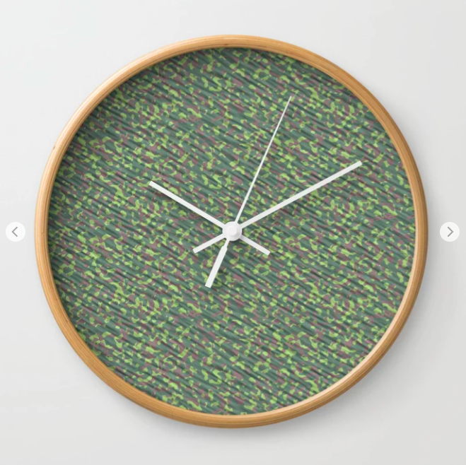 Lime Green Brown Army Camouflage Wall Clock