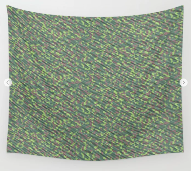 Lime Green Brown Army Camouflage Wall Tapestry