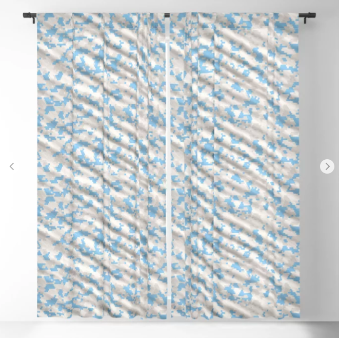 Sky Blue Army Camouflage Blackout Curtain