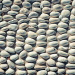 Stones pattern background. Lot of white masonry cladding pebble texture.