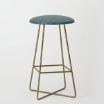 Blue Gray Striped Knitted Weaving Bar Stool