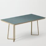 Blue Gray Striped Knitted Weaving Coffee Table