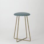 Blue Gray Striped Knitted Weaving Counter Stool