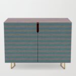 Blue Gray Striped Knitted Weaving Credenza