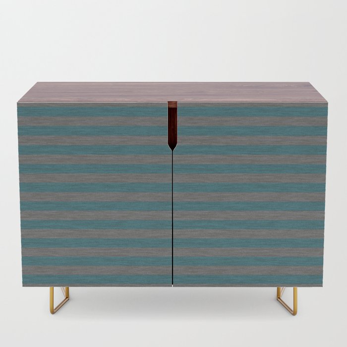 Blue Gray Striped Knitted Weaving Credenza