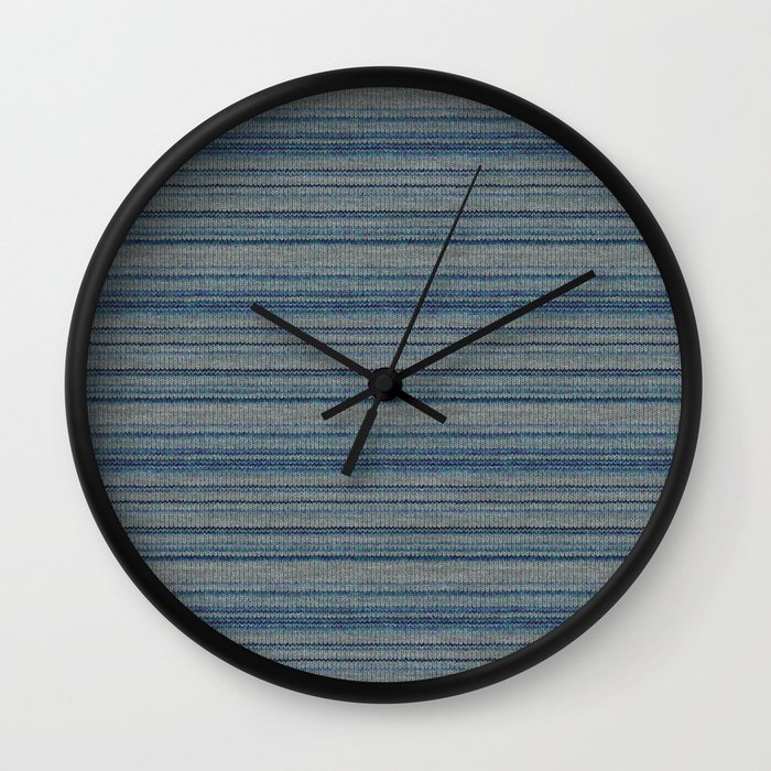 Blue Gray Striped Knitted Weaving Wall Clock