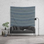 Blue Gray Striped Knitted Weaving Wall Tapestry