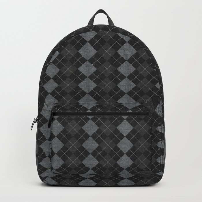 Gray Checkered Knitted Weaving Backpack