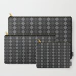 Gray Checkered Knitted Weaving Carry All Pouch