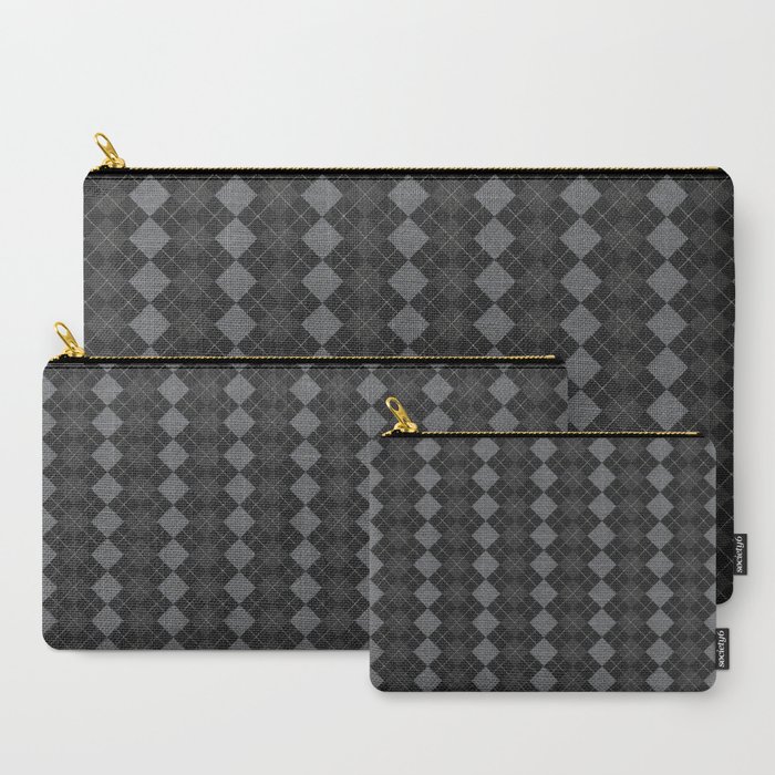 Gray Checkered Knitted Weaving Carry All Pouch