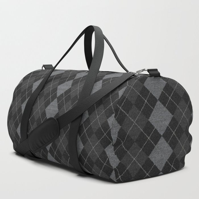 Gray Checkered Knitted Weaving Duffle Bag