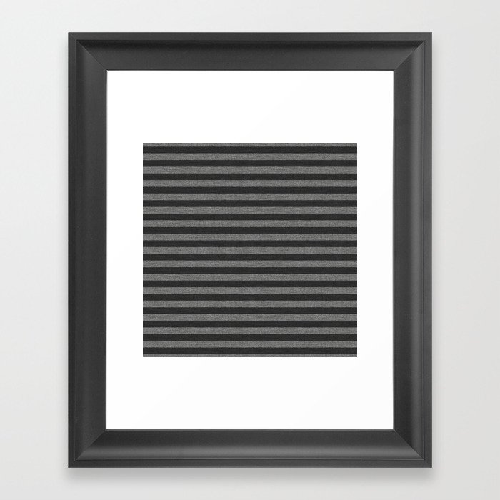 Gray Striped Knitted Weaving Framed Art Print