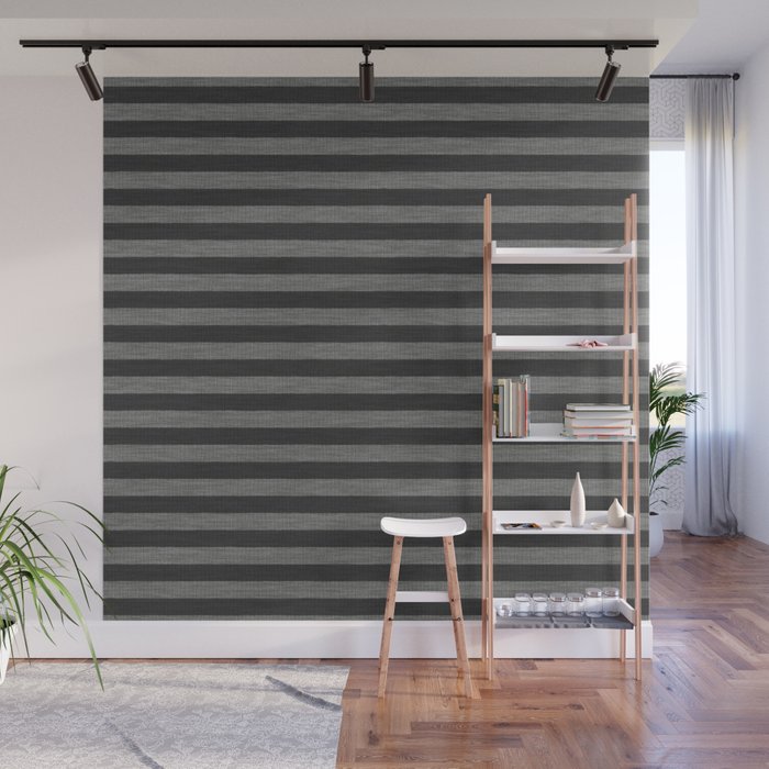 Gray Striped Knitted Weaving Wall Mural