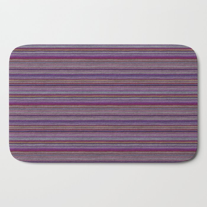 Purple Lilac Striped Knitted Weaving Bath Mat