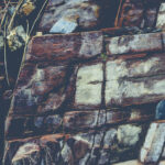 Layered rock texture. Mountain stone pattern background.