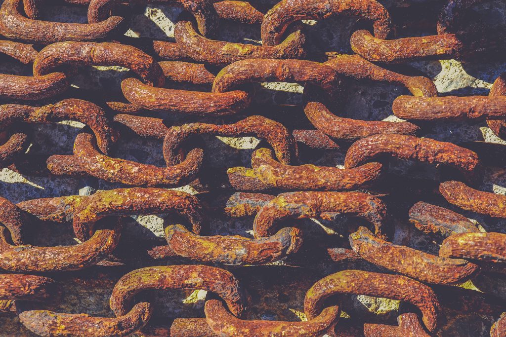 Old rusty chains texture. Nautical marine background.