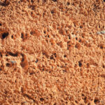 Shell rock wall texture. Coquina stone background. Bedesten Alanya fortress wall. Turkey.
