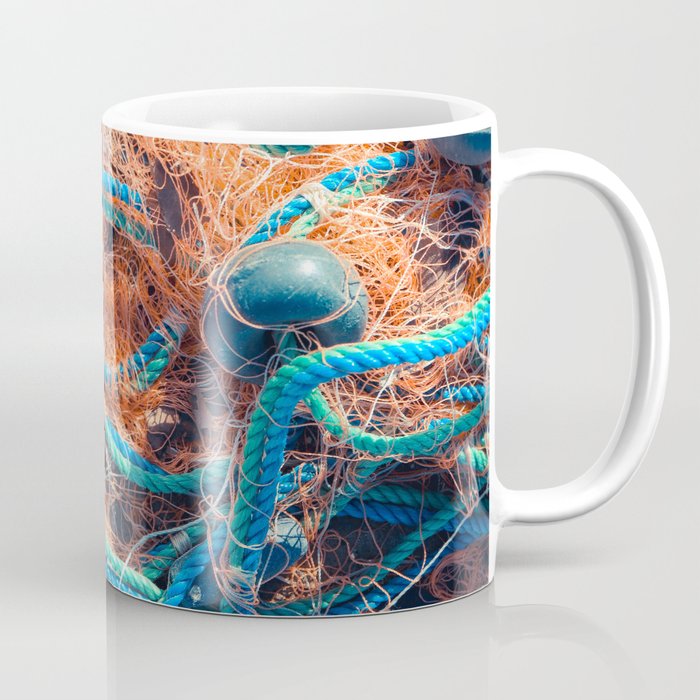 Crumpled Fishnet with Buoys on Rope Coffee Mug