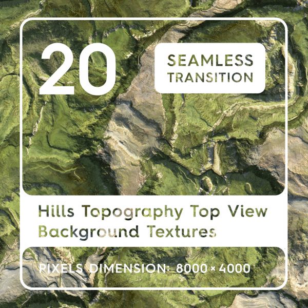 20 Hills Topography Top View Background Textures. Seamless Transition.