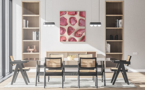 Kitchen & Dining Red Coral Background Textures Modern Poster Preview
