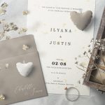 Decorative Paper Background Textures Invitation Card and Envelope with Plush Hearts Preview