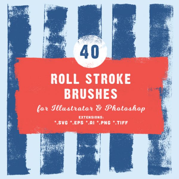 40 Roll Stroke Brushes for Illustrator & Photoshop