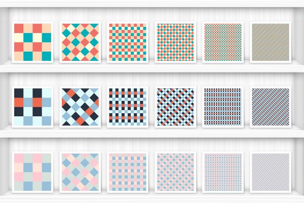 30 French Checkered Patterns Samples on Shelves Preview 1 of 10