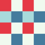Red Blue White Large Seamless French Checkered Pattern. Big Colorful Fabric Check Pattern Background. Classic Checker Pattern Design Texture.