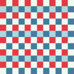 Red Blue White Seamless French Checkered Pattern. Colorful Fabric Check Pattern Background. Classic Checker Pattern Design Texture.