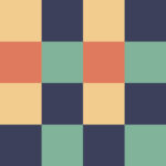 Yellow Orange Green Black Large Seamless French Checkered Pattern. Big Colorful Fabric Check Pattern Background. Classic Checker Pattern Design Texture.