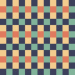 Yellow Orange Green Black Seamless French Checkered Pattern. Colorful Fabric Check Pattern Background. Classic Checker Pattern Design Texture.